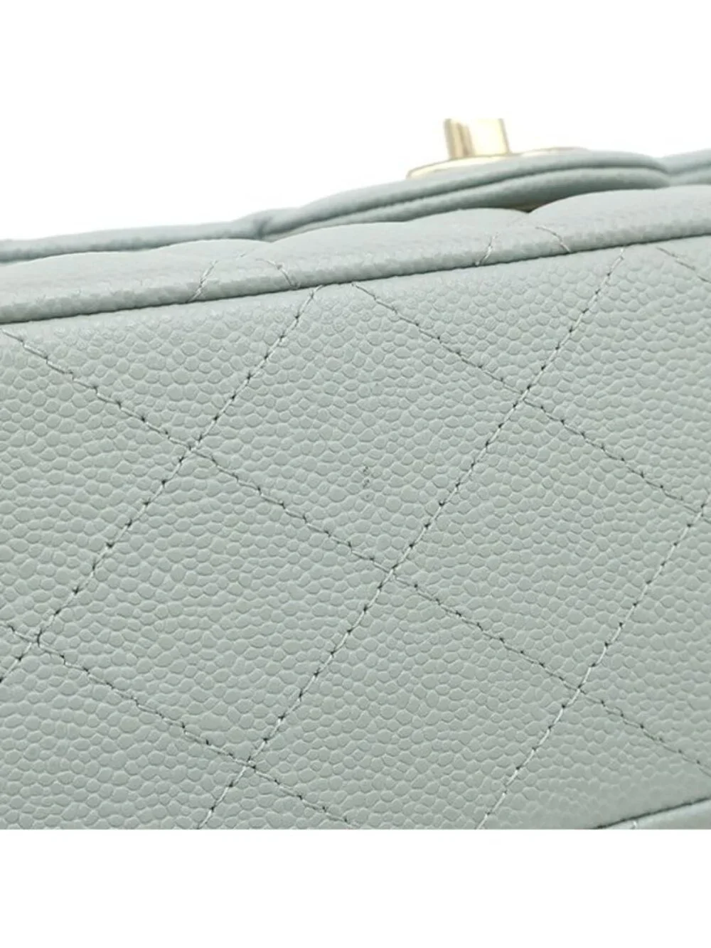 Chanel Shoulder Bag Quilted 25 Double Flap Caviar Leather Green Gold Chain